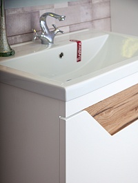 Бриклаер Мебель для ванной Брайтон 80 (Фостер) белая матовая/дуб кера – фотография-5